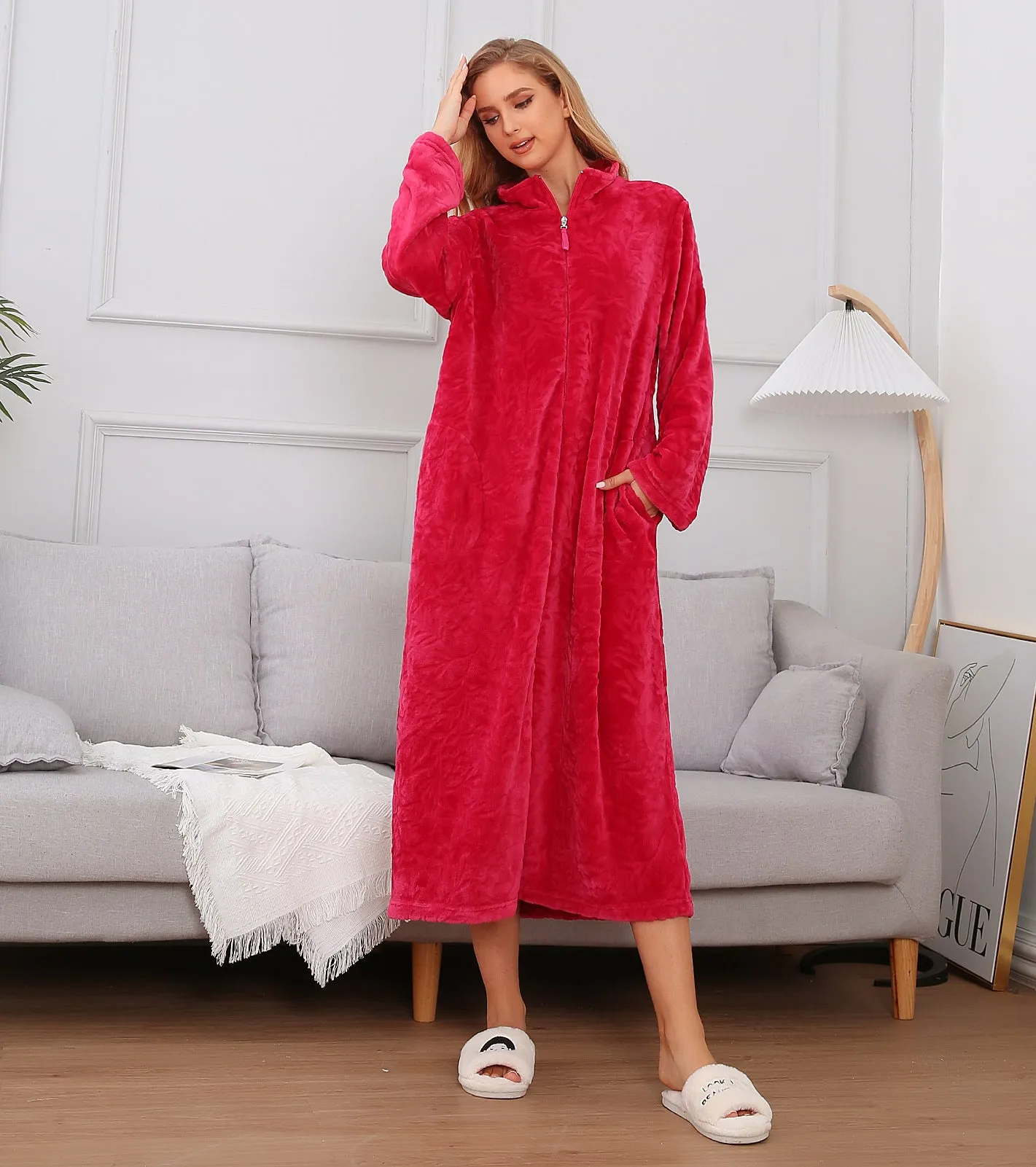 Richie House RHW4000 Women's Zip Up Fleece Warm Robe