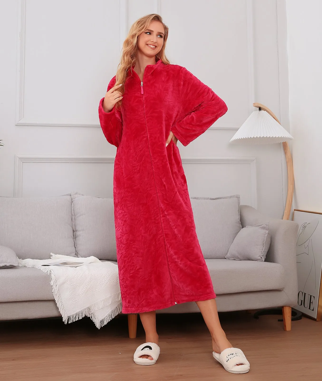 Richie House RHW4000 Women's Zip Up Fleece Warm Robe