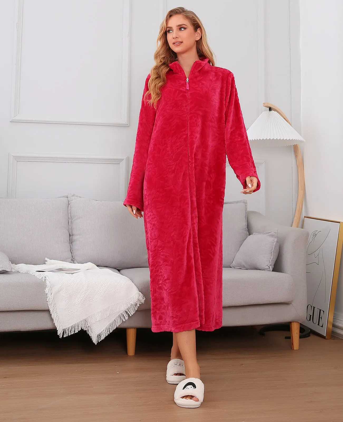 Richie House RHW4000 Women's Zip Up Fleece Warm Robe