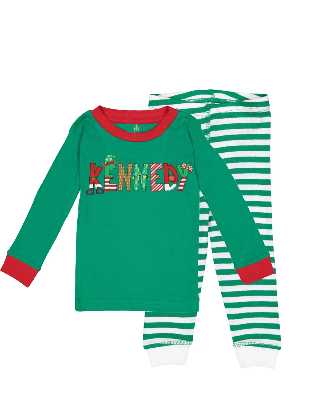 Custom Christmas Pajamas in Red & Green for Kids and Adults