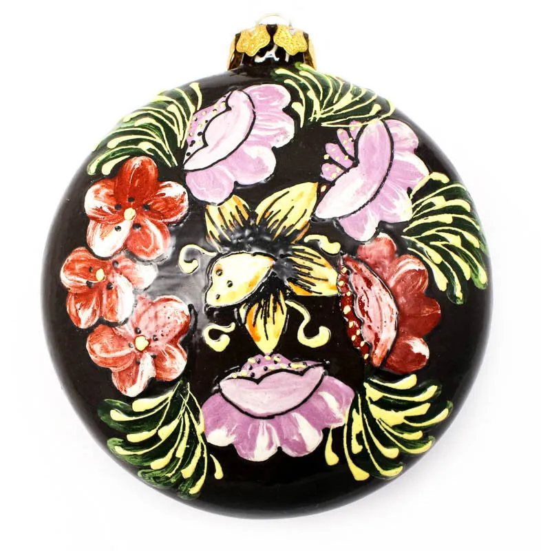 Large Round Ceramic Ornament with Daffodil Design