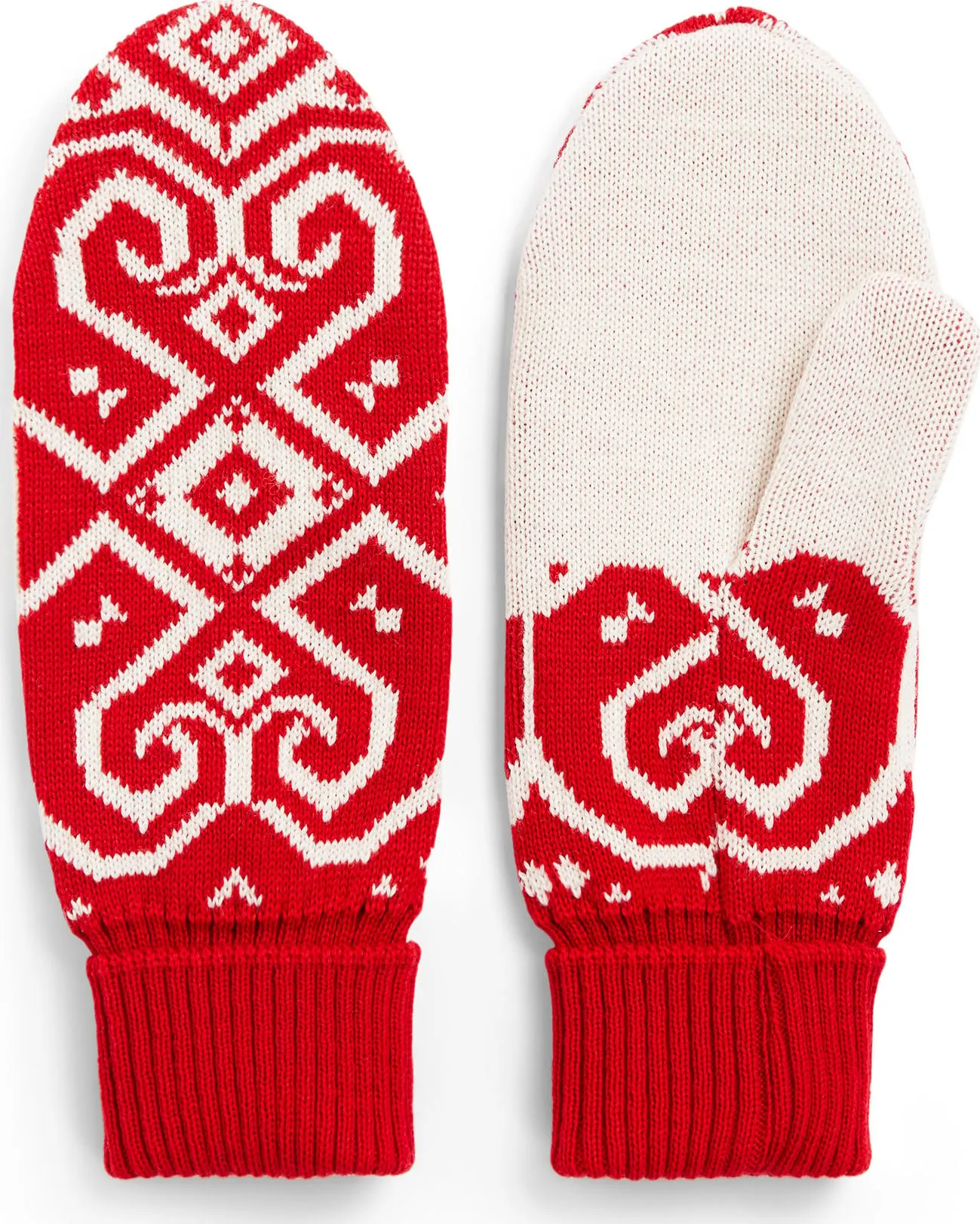 Dale of Norway Falun Merino Wool Mittens in Raspberry Offwhite