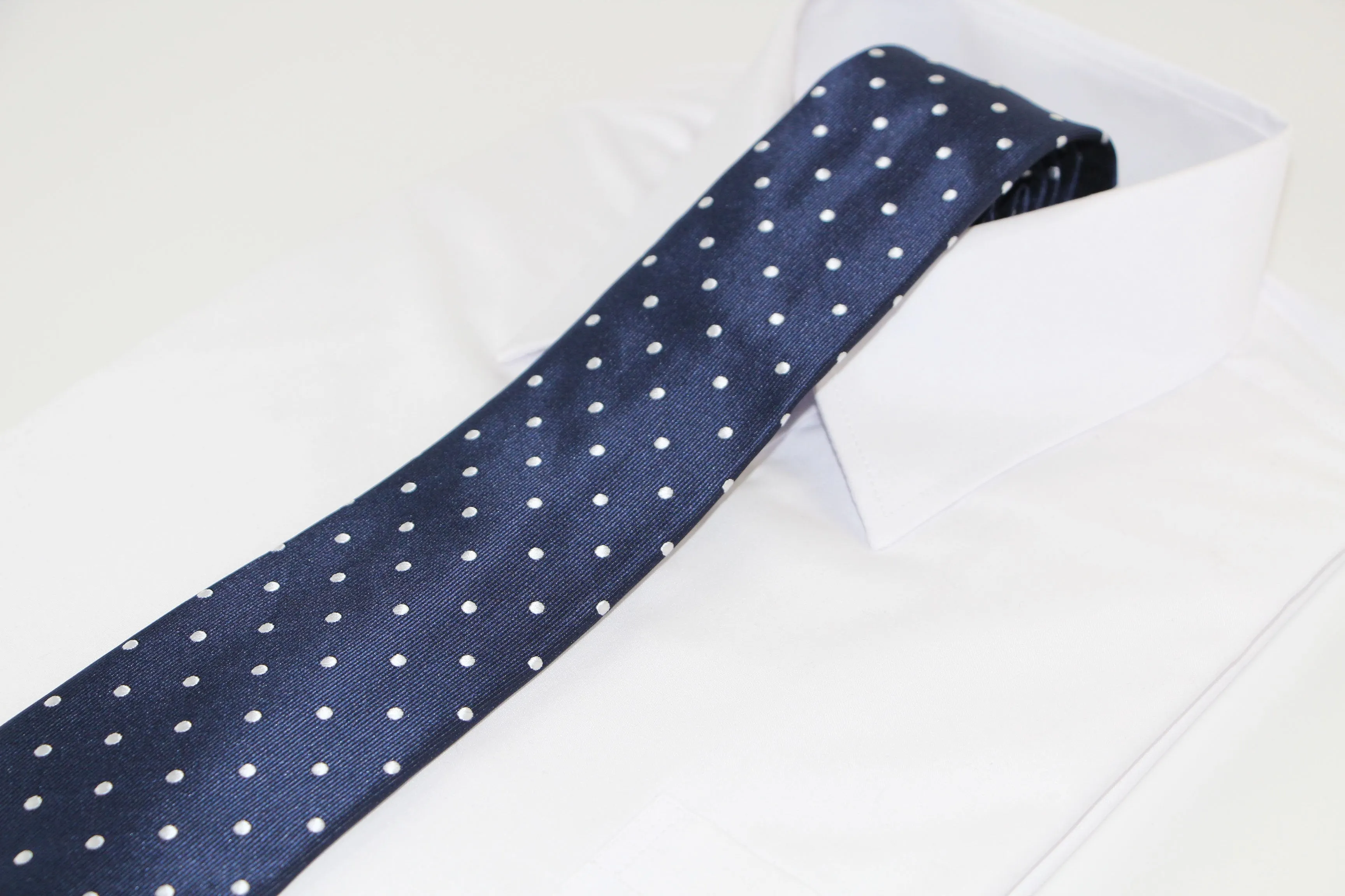 Navy & White Polka Dot Neck Tie;