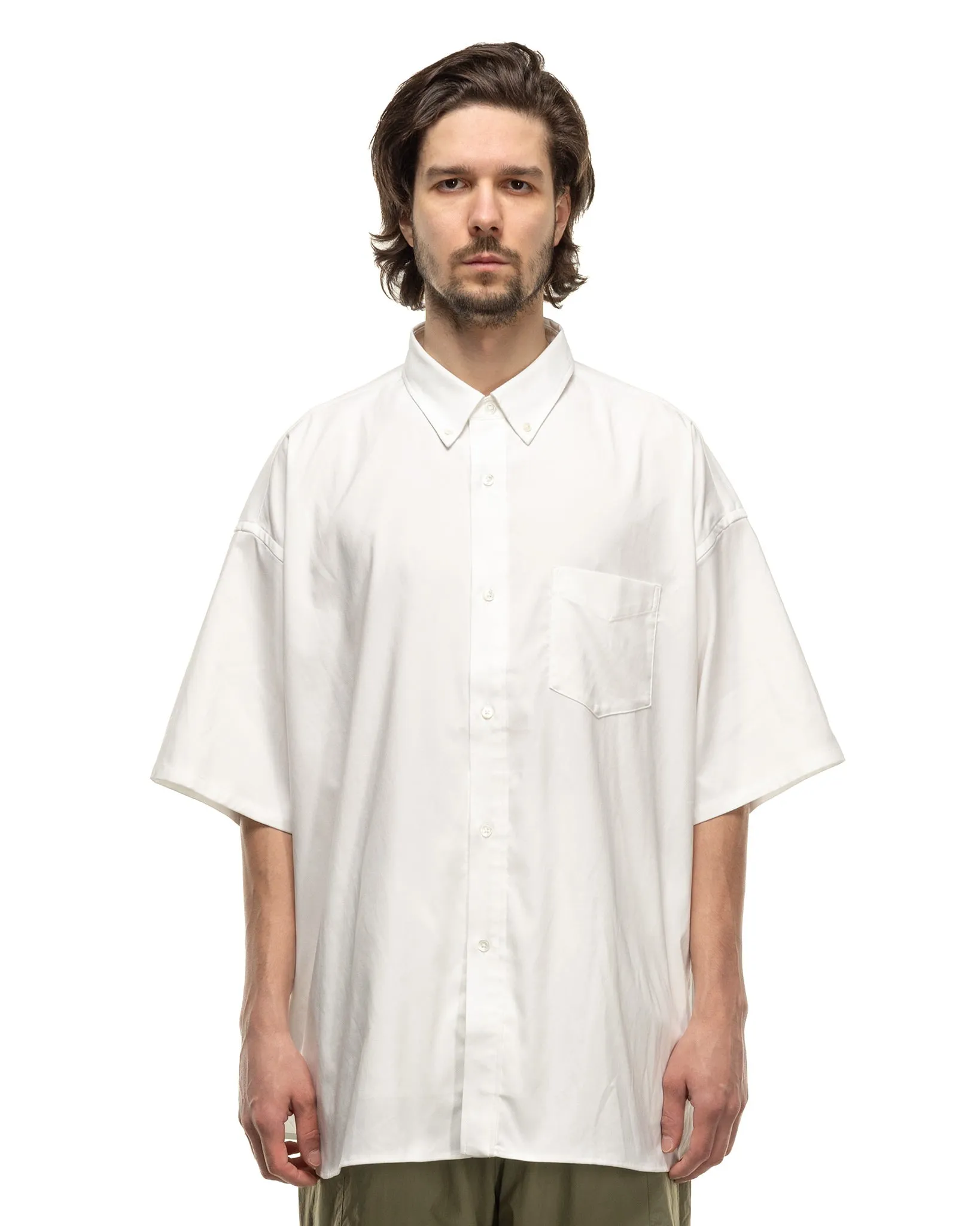 Dry White Oxford Corporate Short Sleeve Button Down Shirt