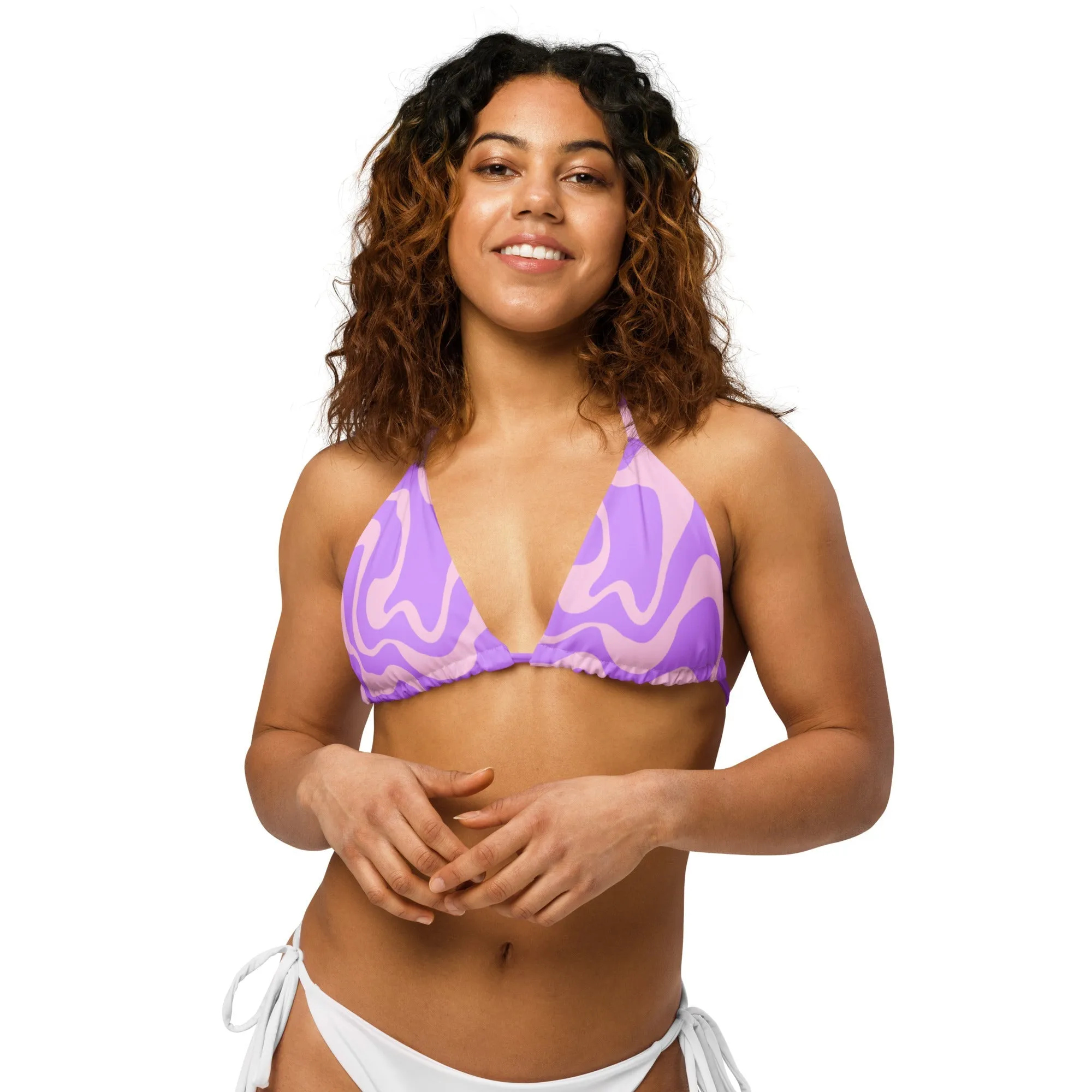 Purple Swirlsa Eco Triangle String Bikini Top