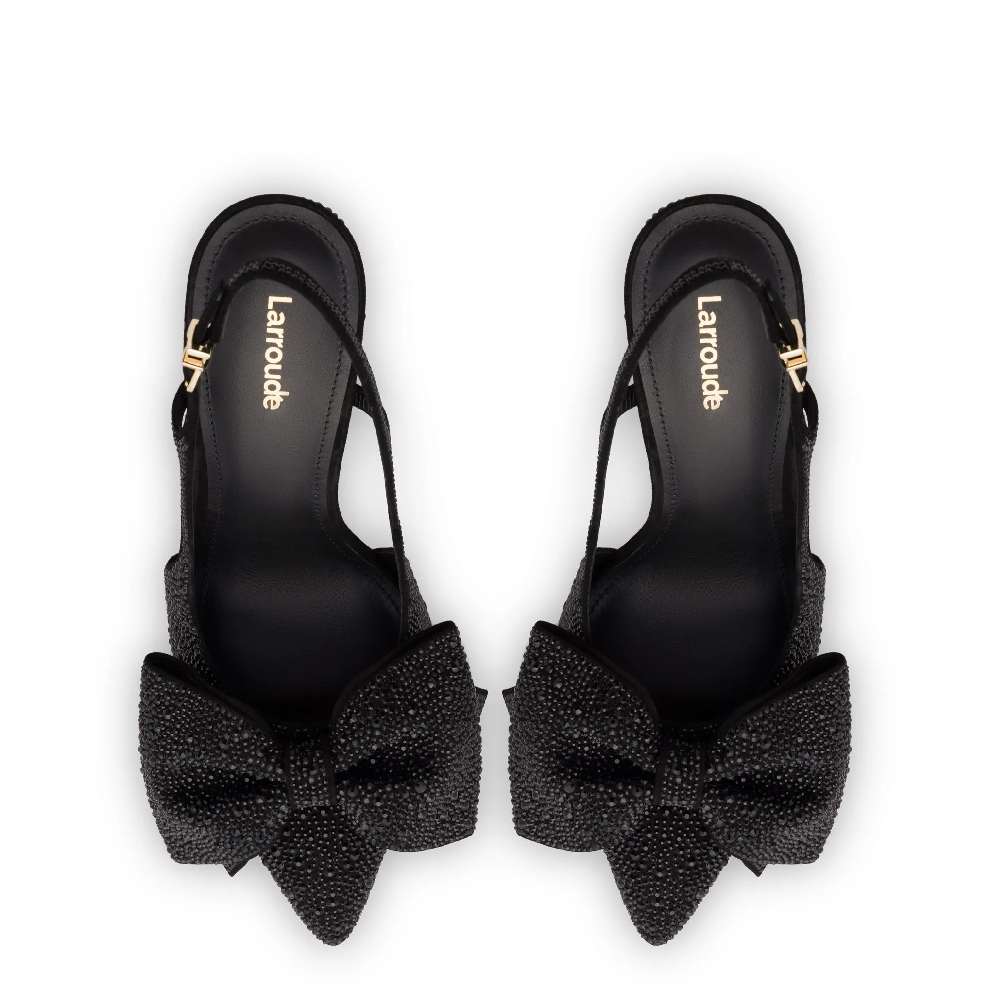 Black Suede Pumps Embellished with Crystals