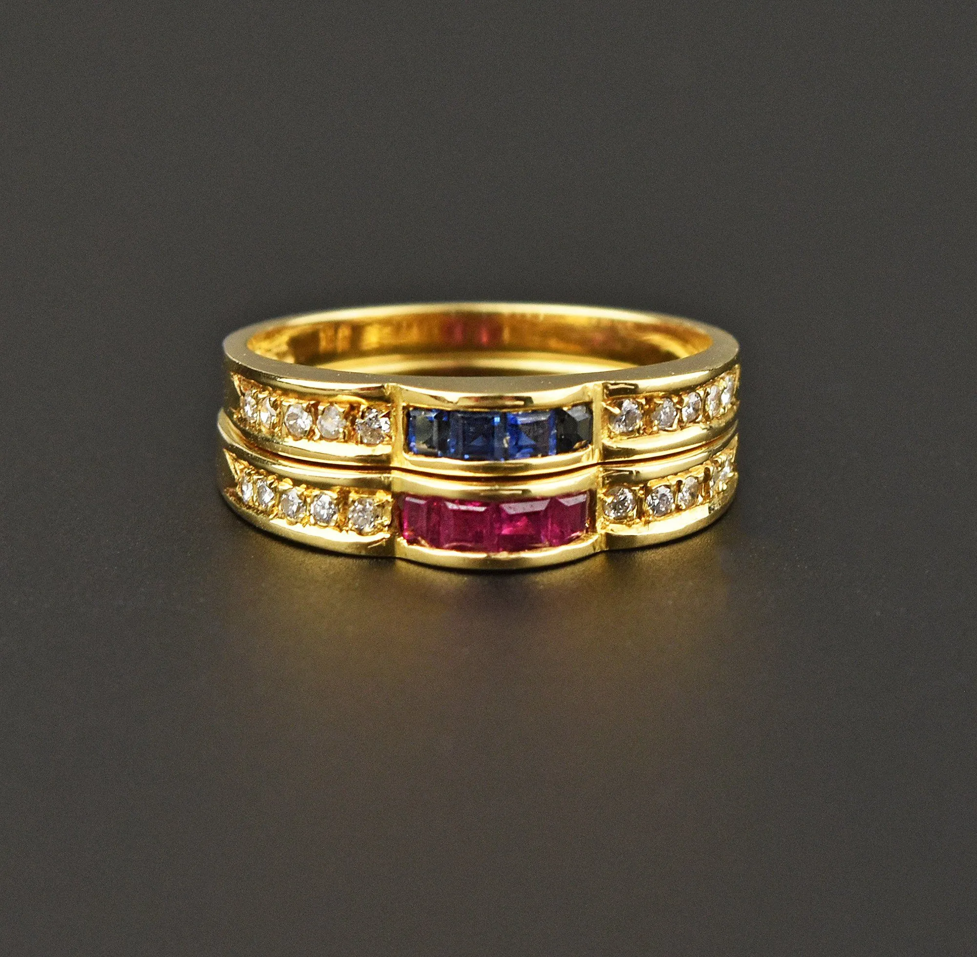 18K Gold Eternity Band Ring with Diamond and Sapphire