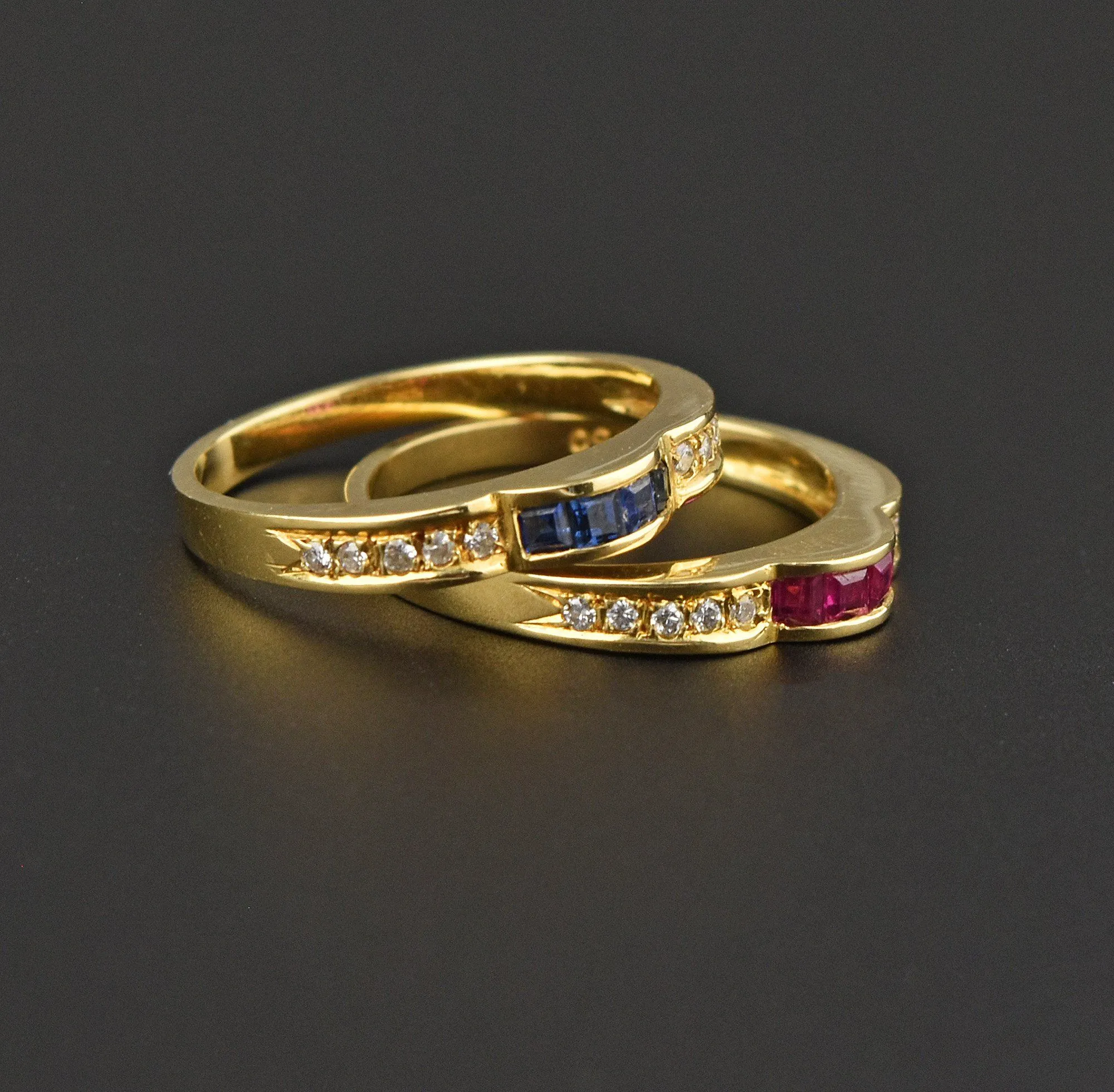 18K Gold Eternity Band Ring with Diamond and Sapphire