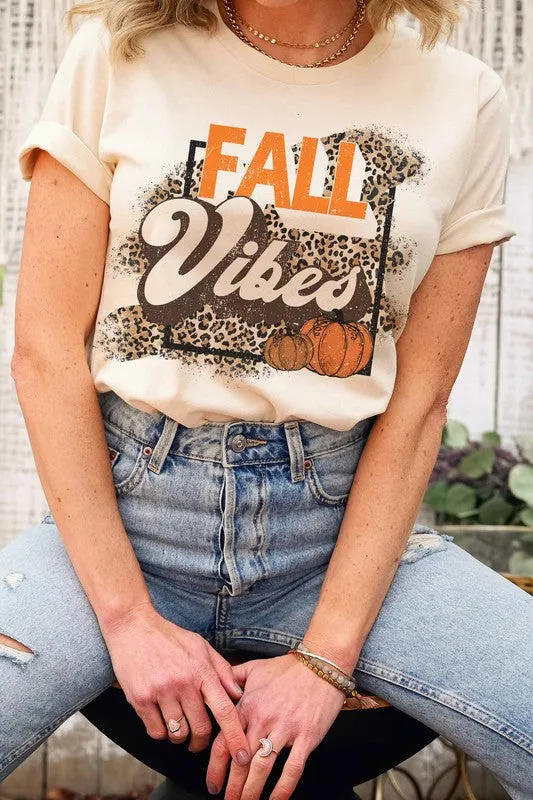 FALL VIBES Leopard Print Pumpkin T-Shirt