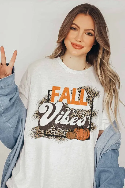 FALL VIBES Leopard Print Pumpkin T-Shirt