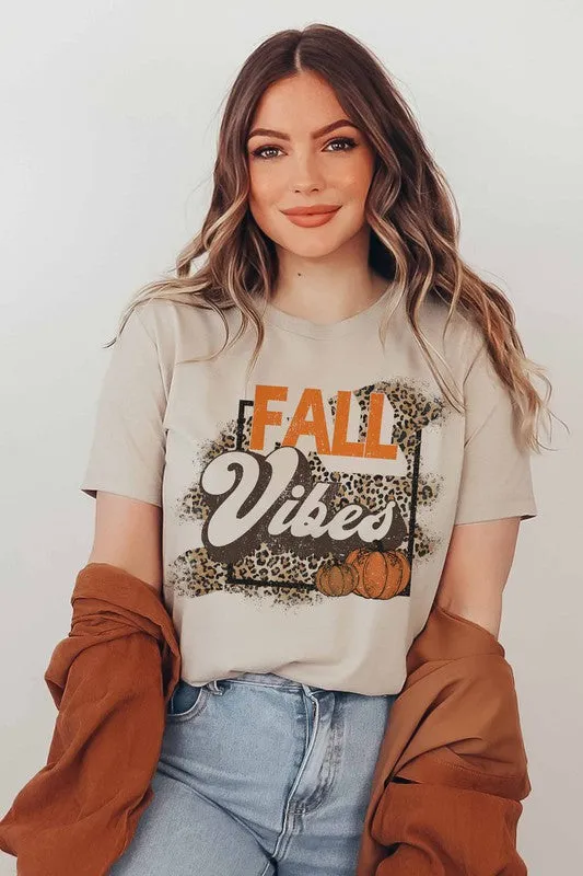 FALL VIBES Leopard Print Pumpkin T-Shirt