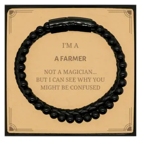 Sarcastic Stone Leather Bracelets for Farmers - Great Birthday or Christmas Gift