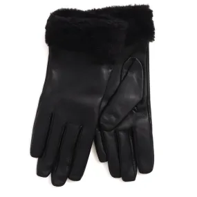 Faux Fur Cuffed Leather Gloves VENITA 324 771