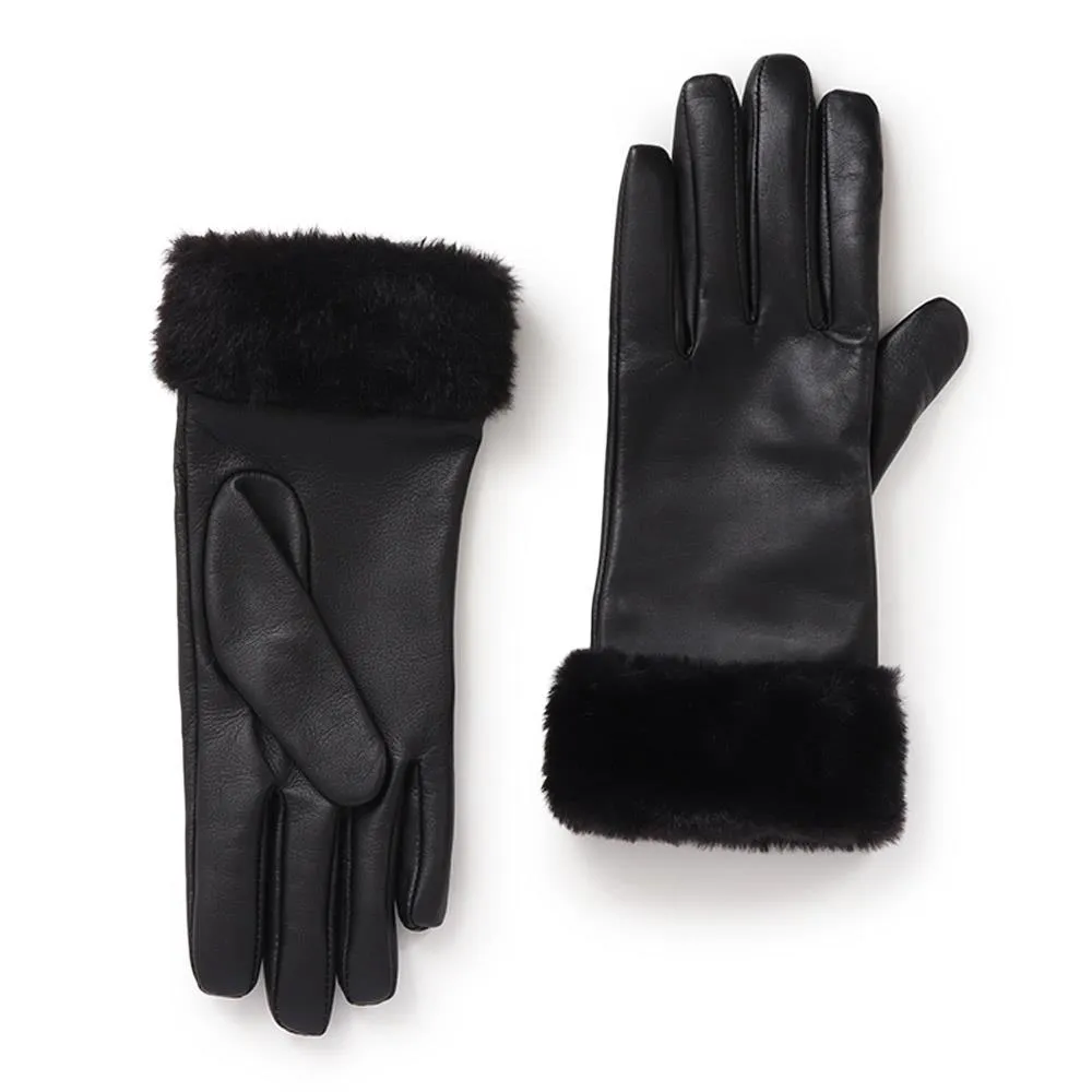 Faux Fur Cuffed Leather Gloves VENITA 324 771