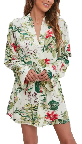 RH RHW2928-A Plus Size Floral Print Wrap Robe