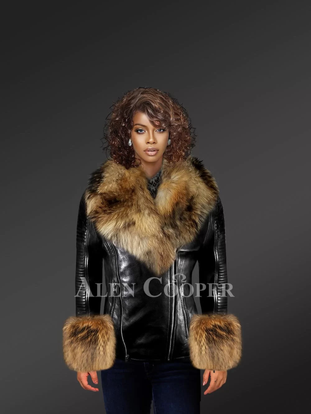 Authentic Leather Jackets with Removable Fur Collar and Cuffs