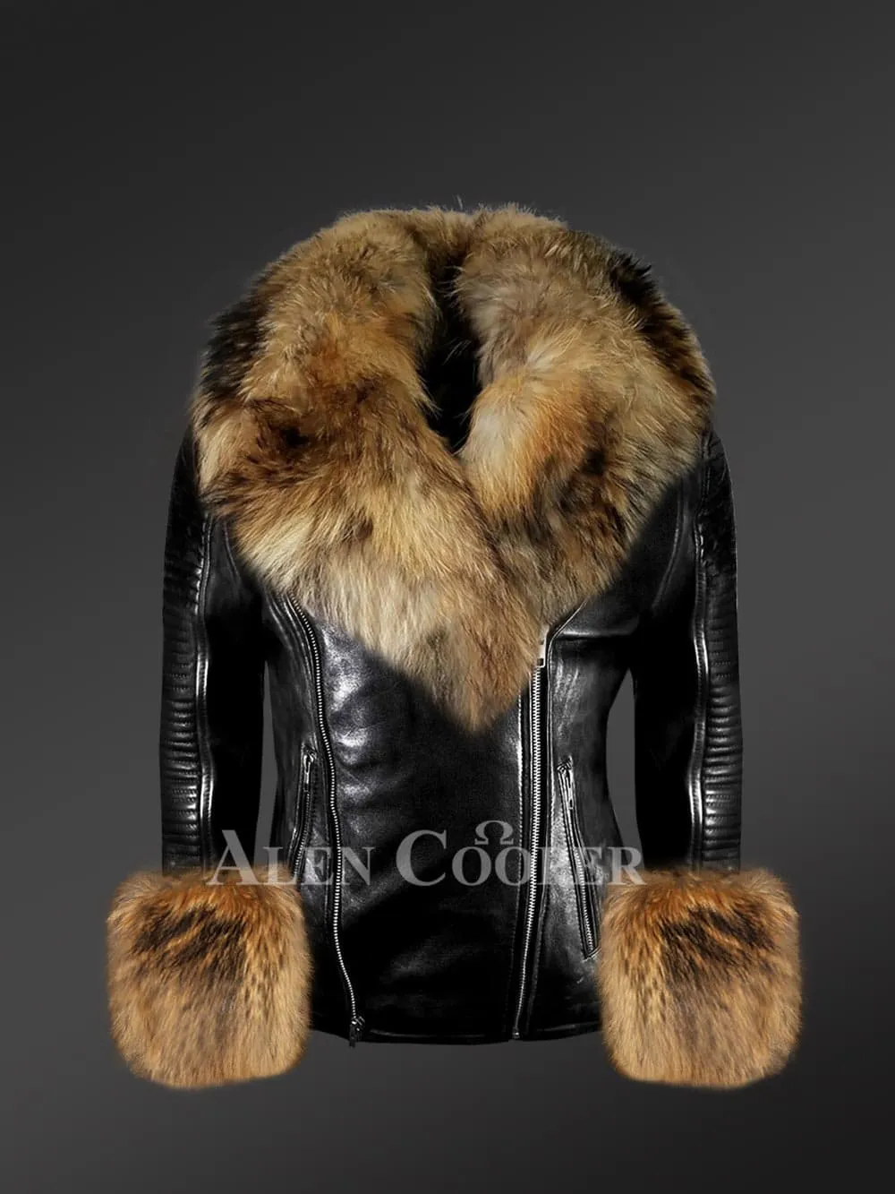 Authentic Leather Jackets with Removable Fur Collar and Cuffs