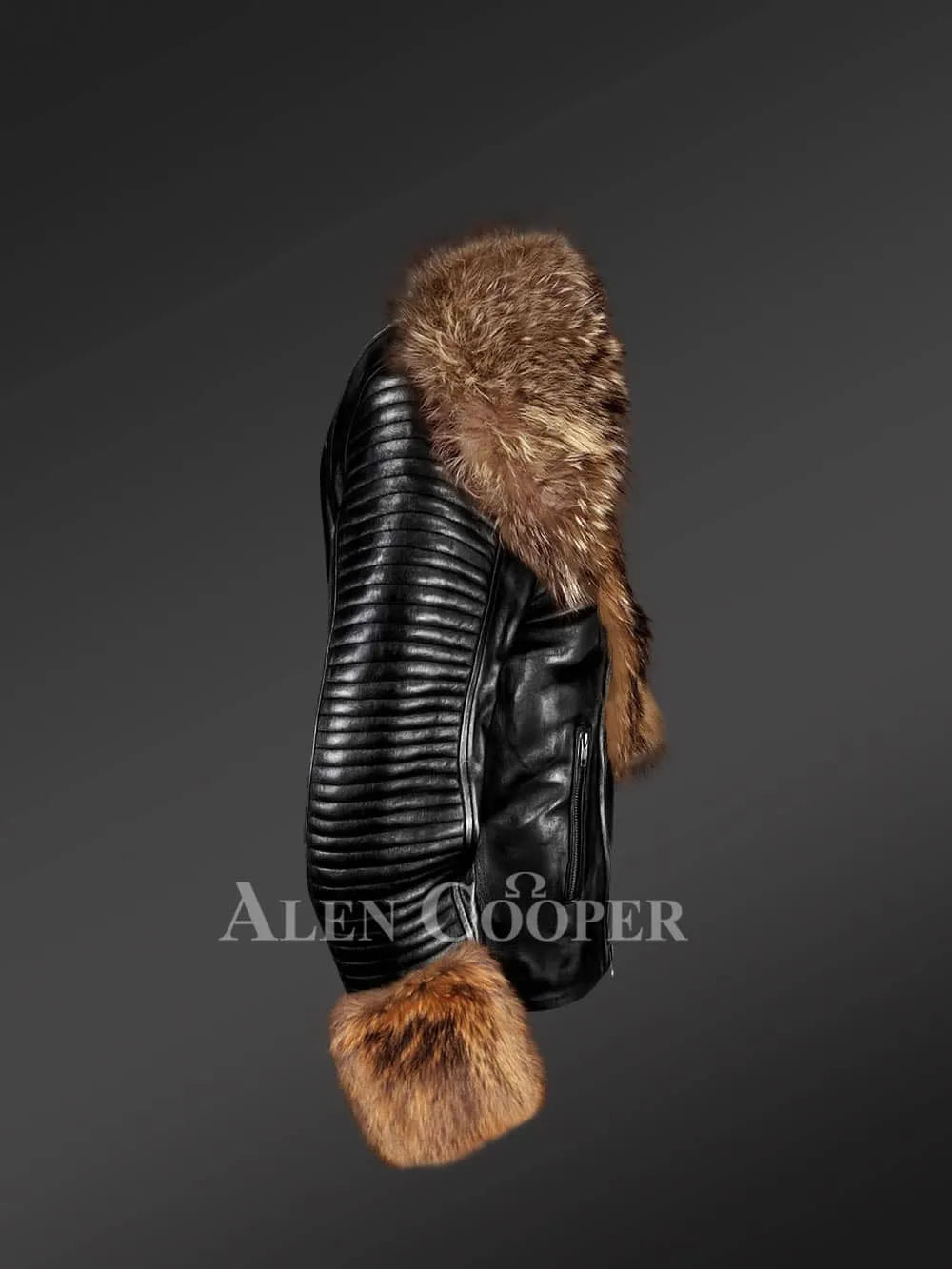 Authentic Leather Jackets with Removable Fur Collar and Cuffs