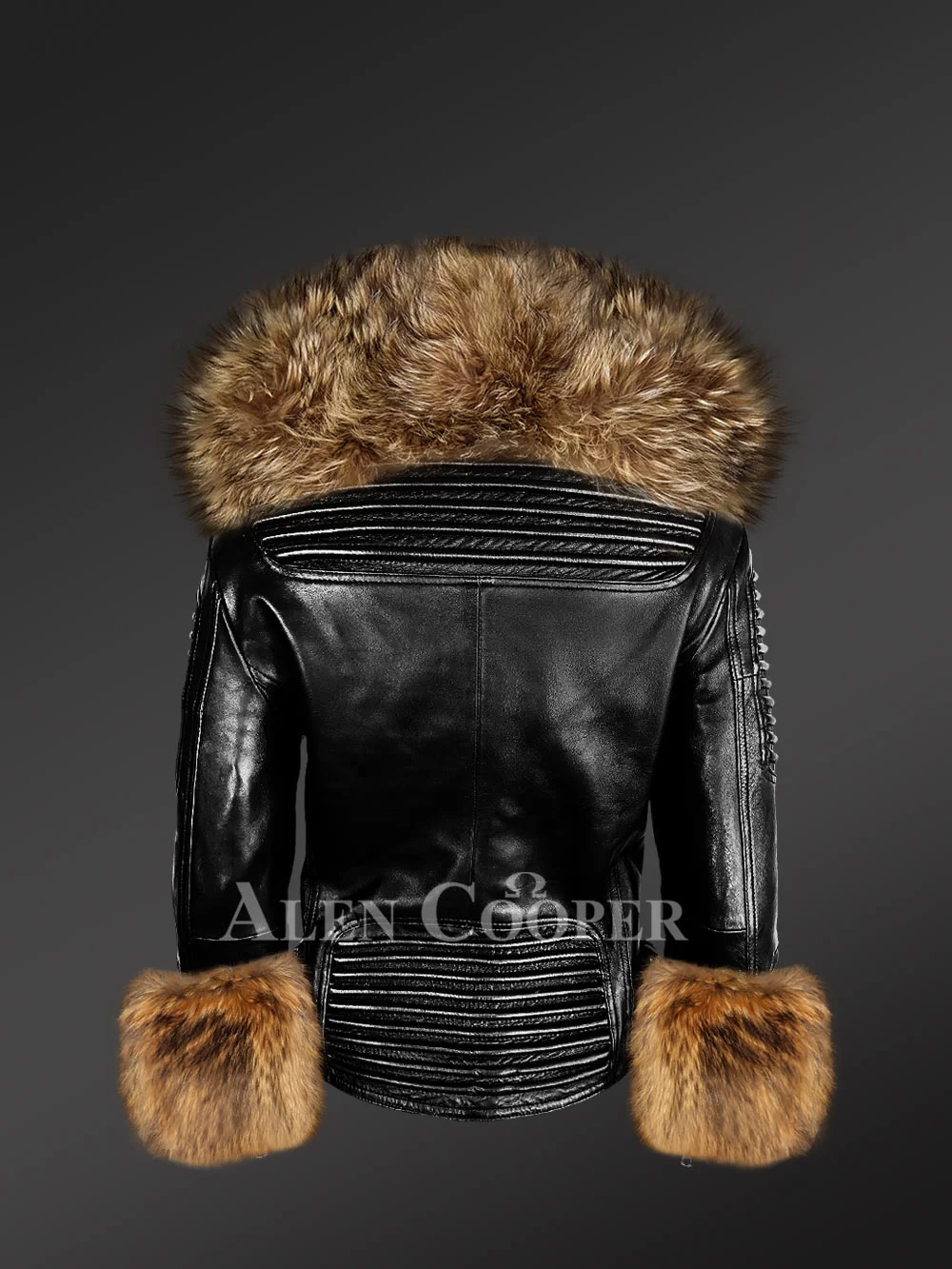 Authentic Leather Jackets with Removable Fur Collar and Cuffs