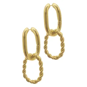 Gold Cable Link Drop Earrings