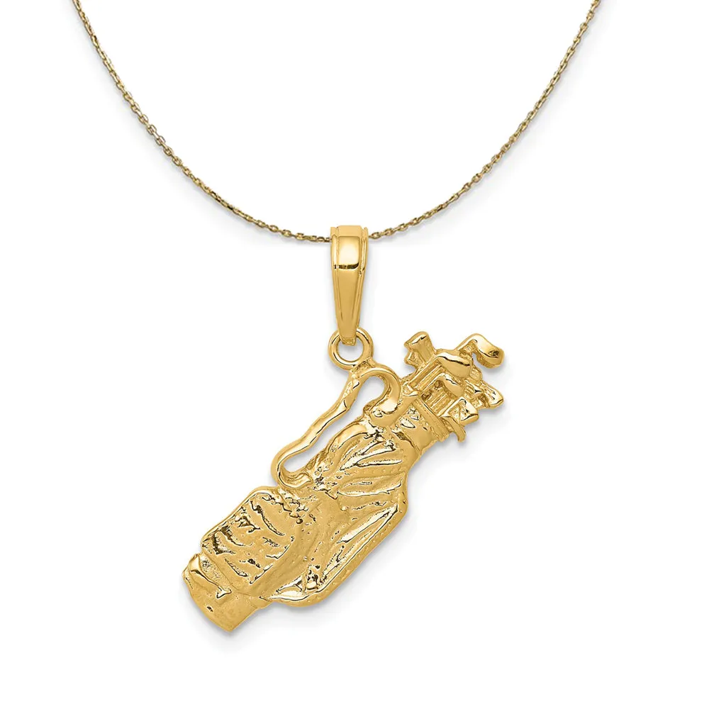 Yellow Gold Polished Golf Bag Necklace