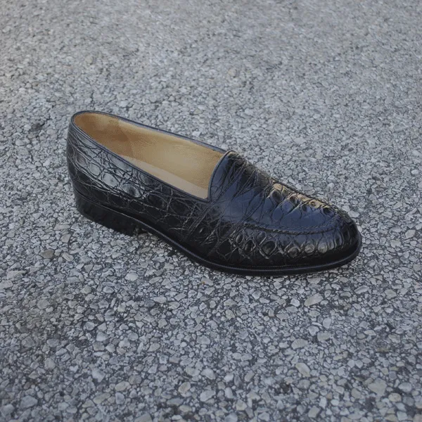 Elegant Gravati Fairfield Dress Penny Crocodile Shoes in Black