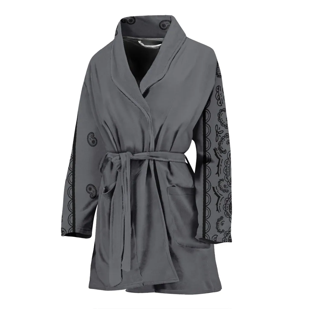 Gray and Black Bandana Bathrobe