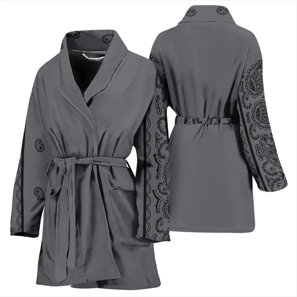 Gray and Black Bandana Bathrobe