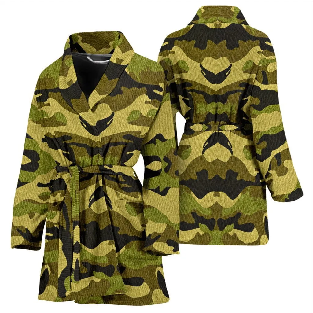 Women's Bath Robe in Green Camouflage