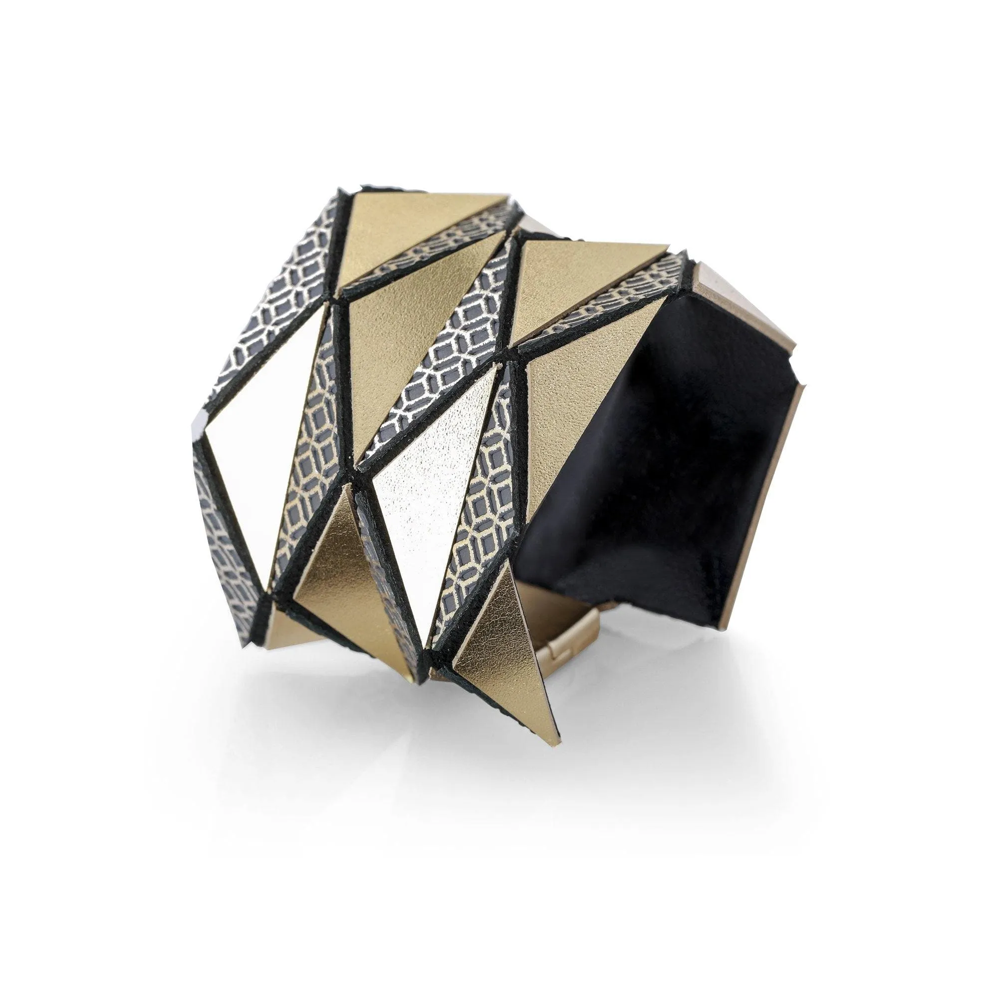 Gold Geometric Leather Origami Bracelet