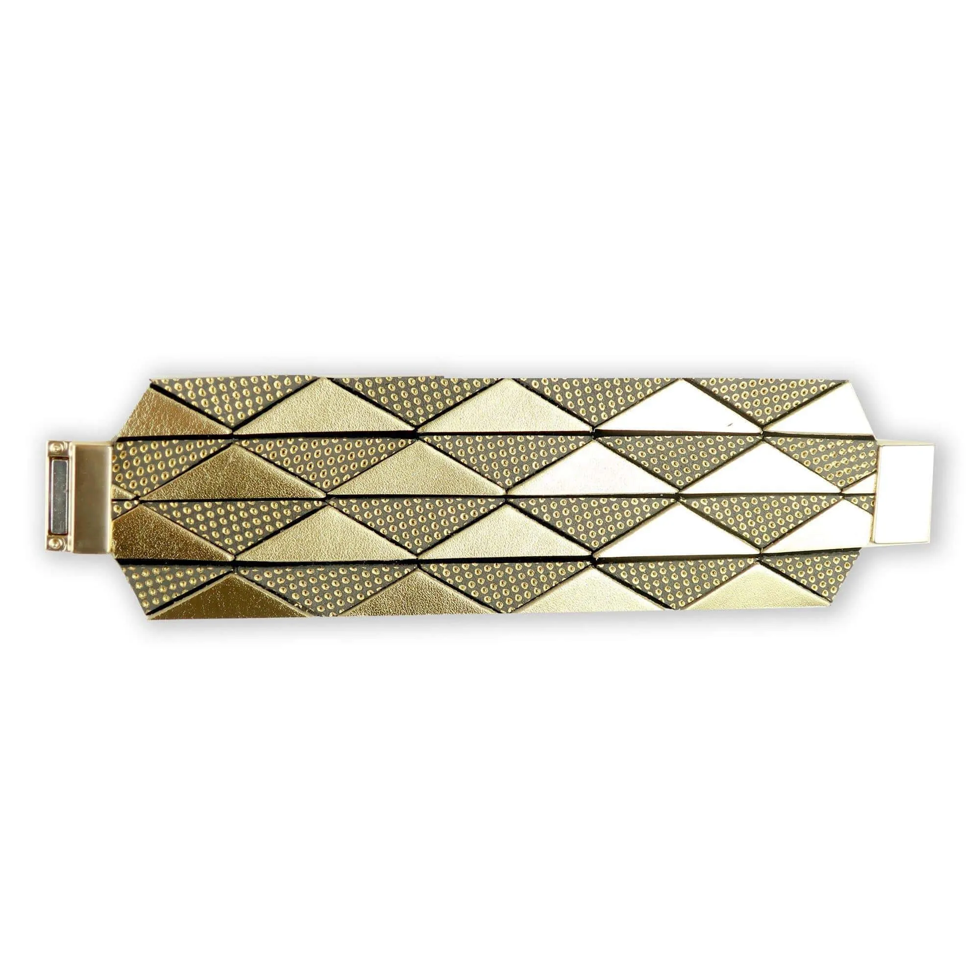 Gold Geometric Leather Origami Bracelet