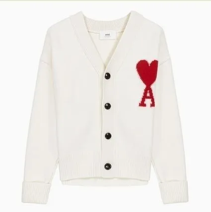 Stylish Unisex Wool Cardigans by AMI PARIS with Plain Logo Design