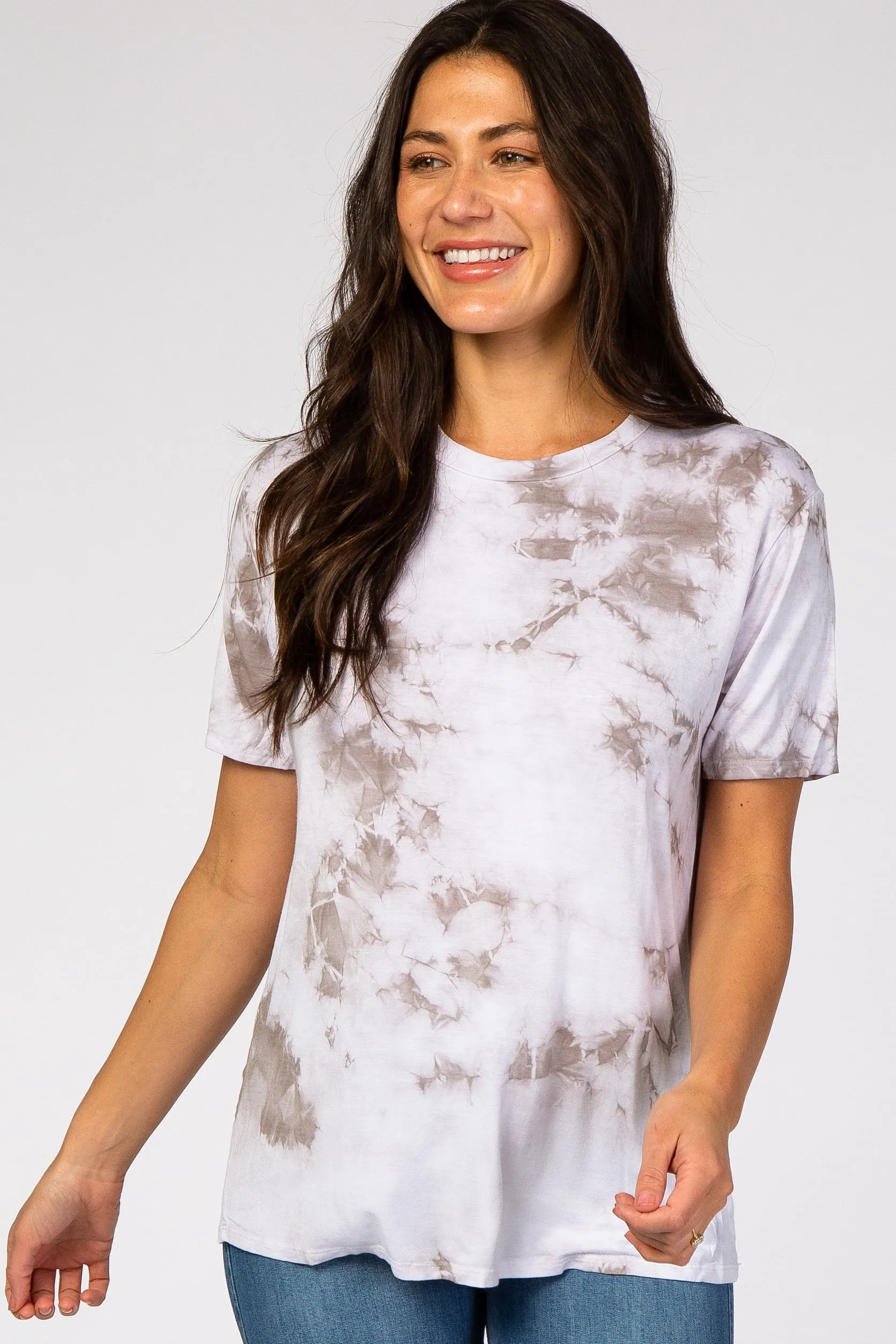 Short Sleeve Grey Tie Dye Top