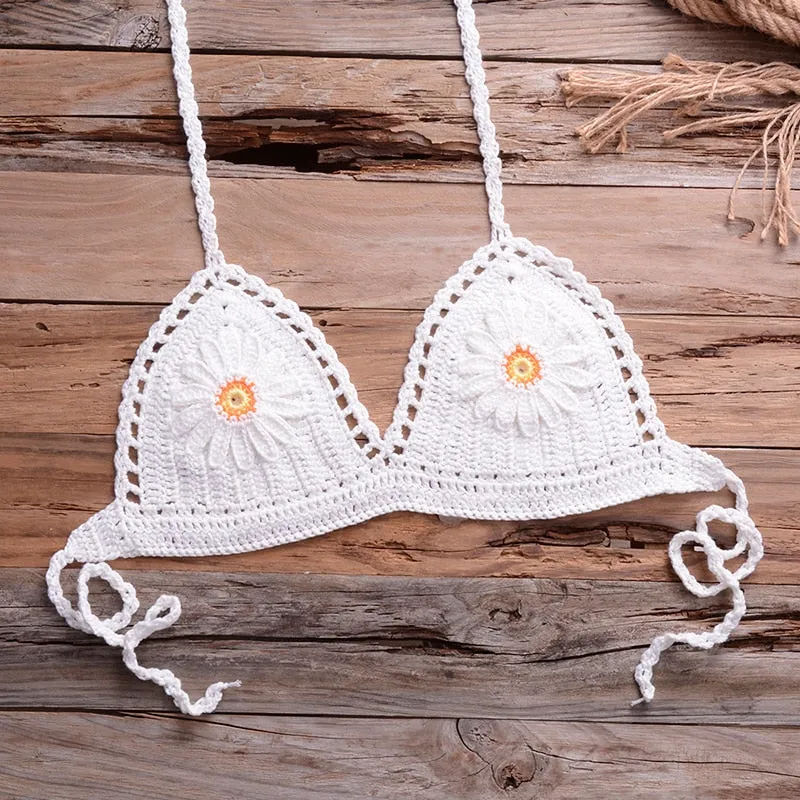 Handmade Crochet Two-Piece Women's Cotton Swimwear