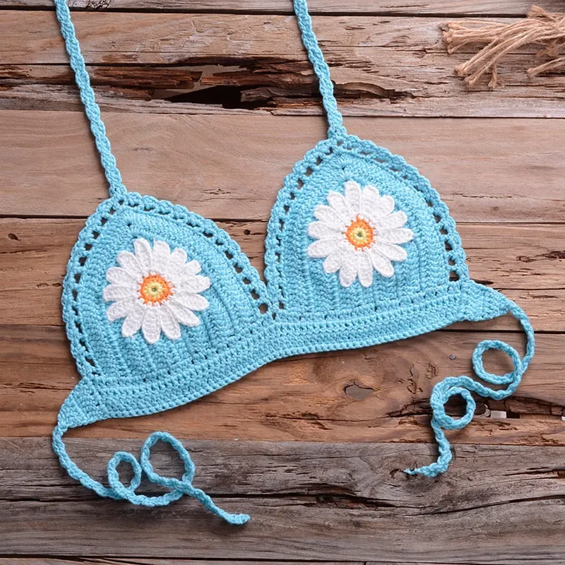 Handmade Crochet Two-Piece Women's Cotton Swimwear