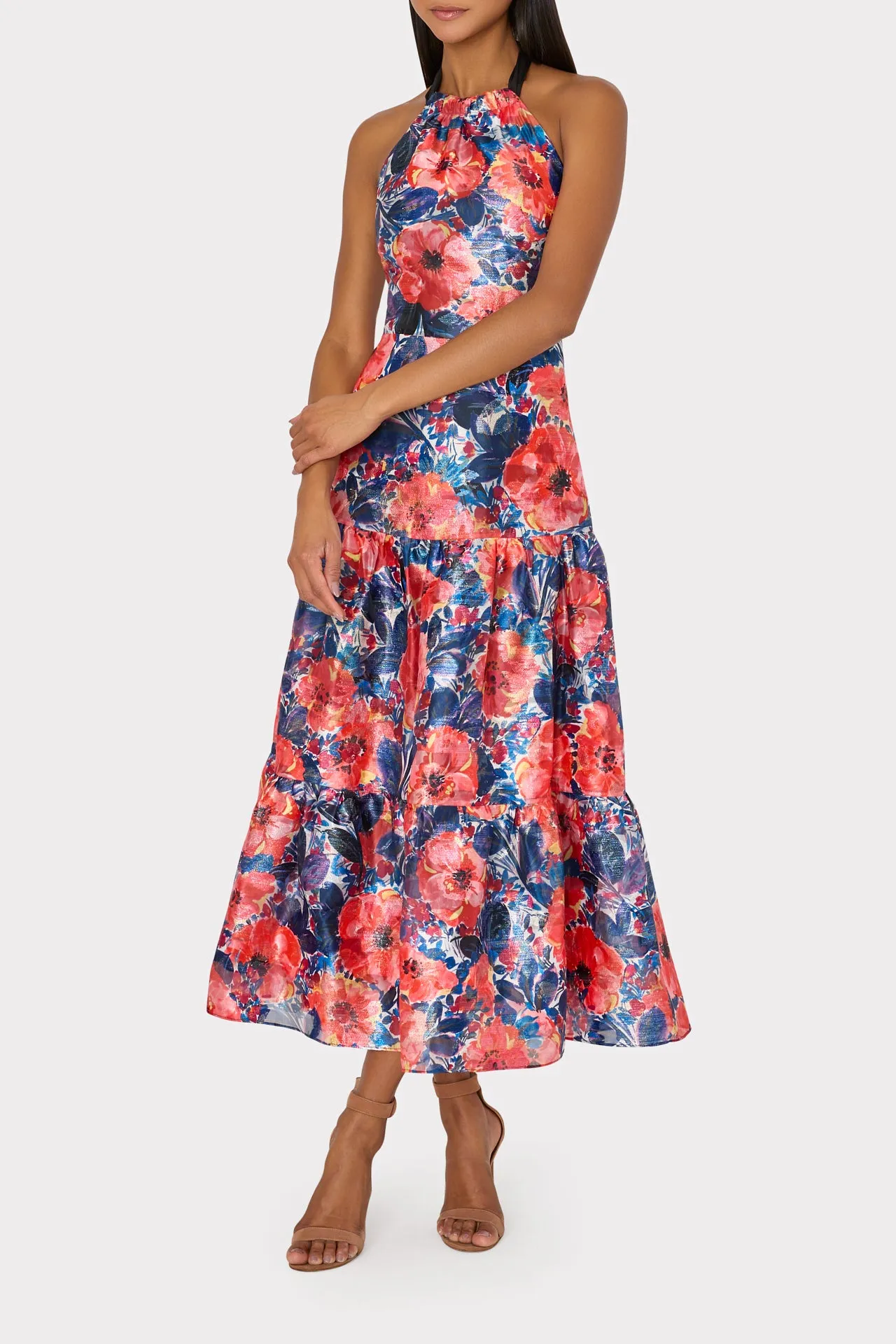 Watercolor Poppy Jacquard Dress