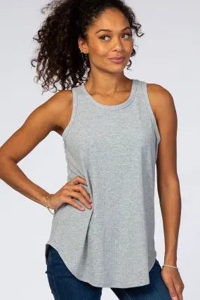 Ribbed Sleeveless Top in Heather Grey