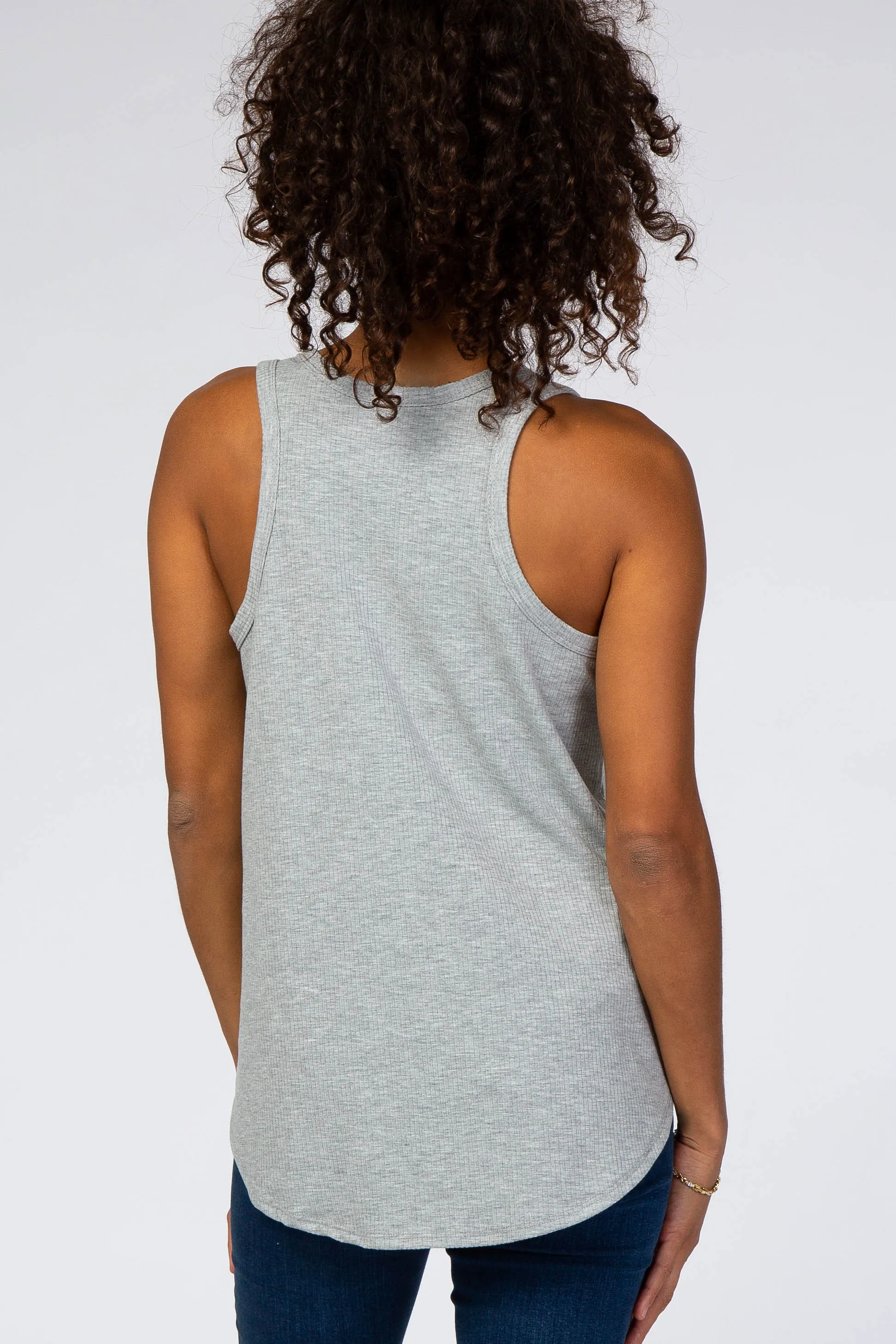 Ribbed Sleeveless Top in Heather Grey