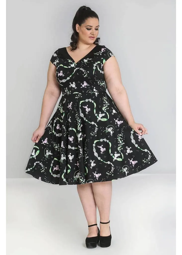 Black 50's Swing Dress with Poodles by Hell Bunny