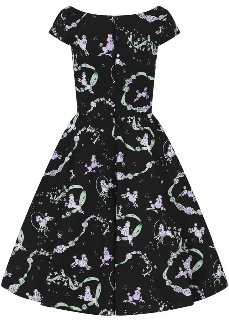 Black 50's Swing Dress with Poodles by Hell Bunny