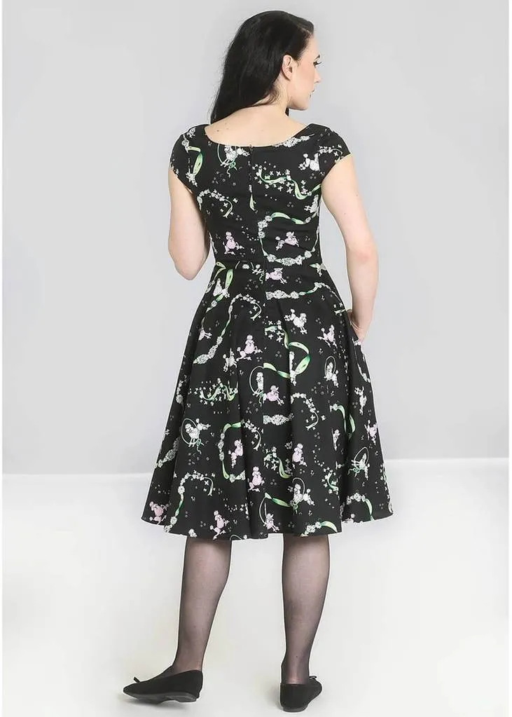 Black 50's Swing Dress with Poodles by Hell Bunny