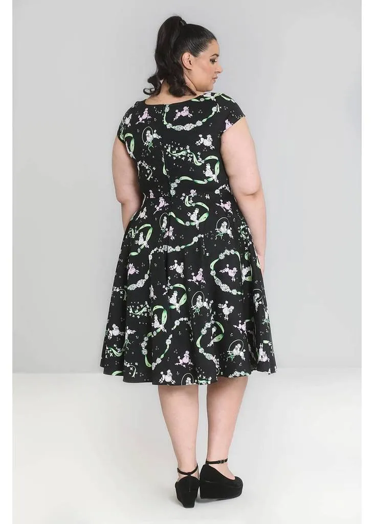 Black 50's Swing Dress with Poodles by Hell Bunny