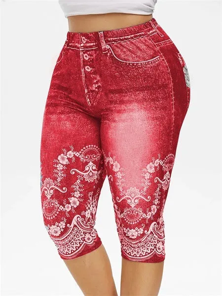 High Waist Capri Pants Jeggings