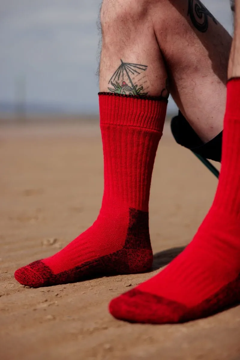 Hiker Red Merino Socks