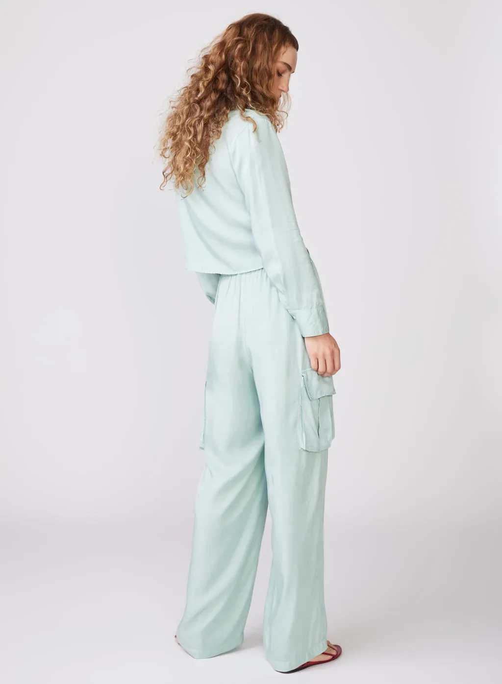 Satin Cargo Pant Honeydew