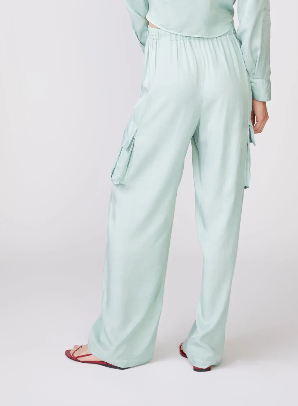 Satin Cargo Pant Honeydew