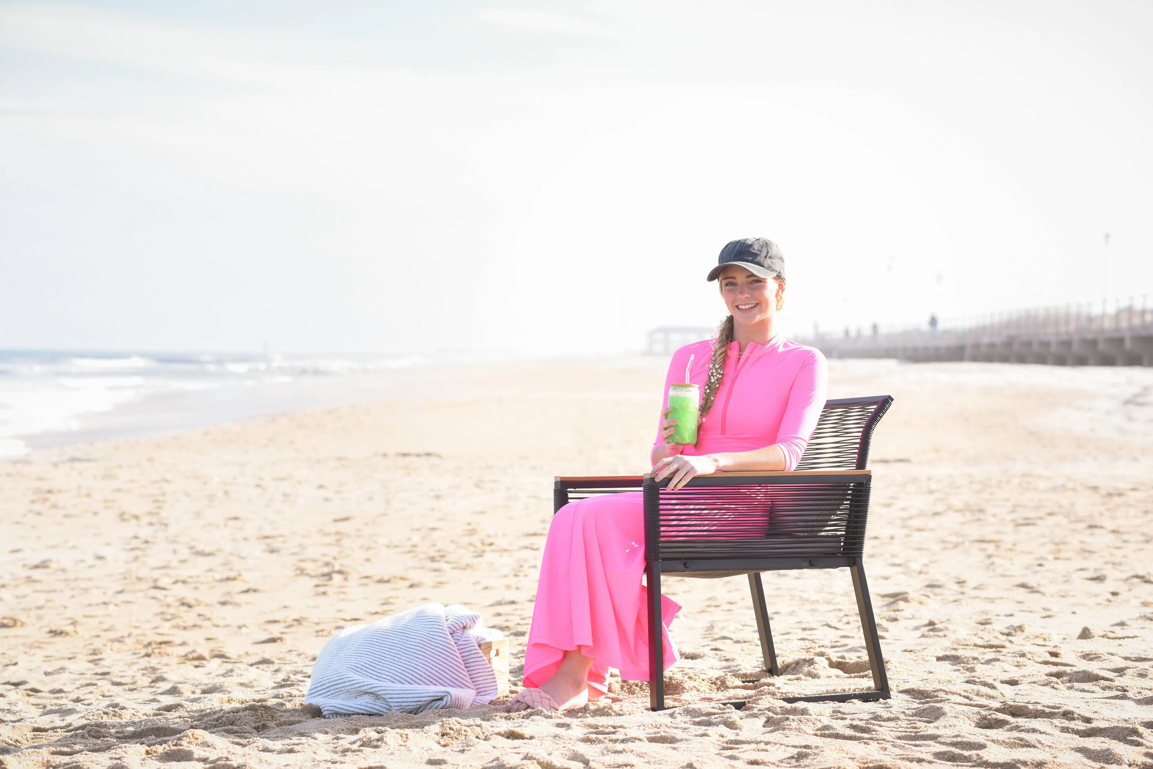 Hot Pink Long Top and Skirt Swimwear Set