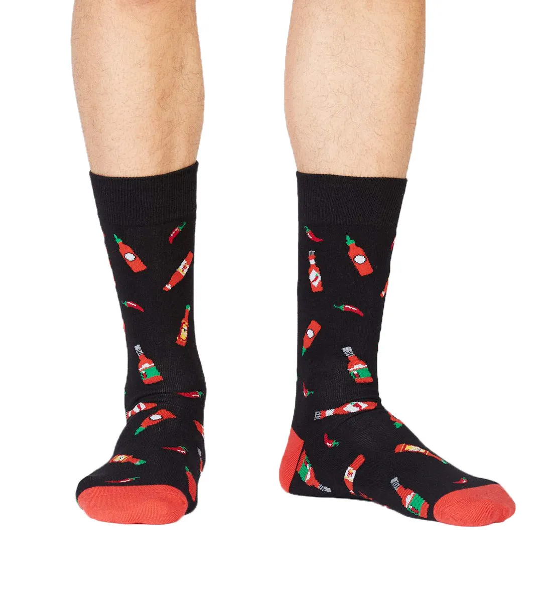 Spicy Print Men's Crew Socks - Hot Sauce