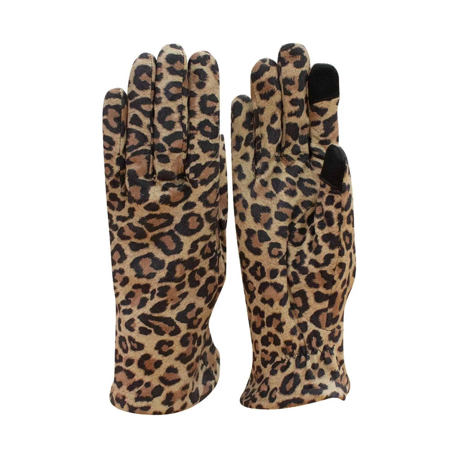 ili New York Suede Leopard Print Gloves