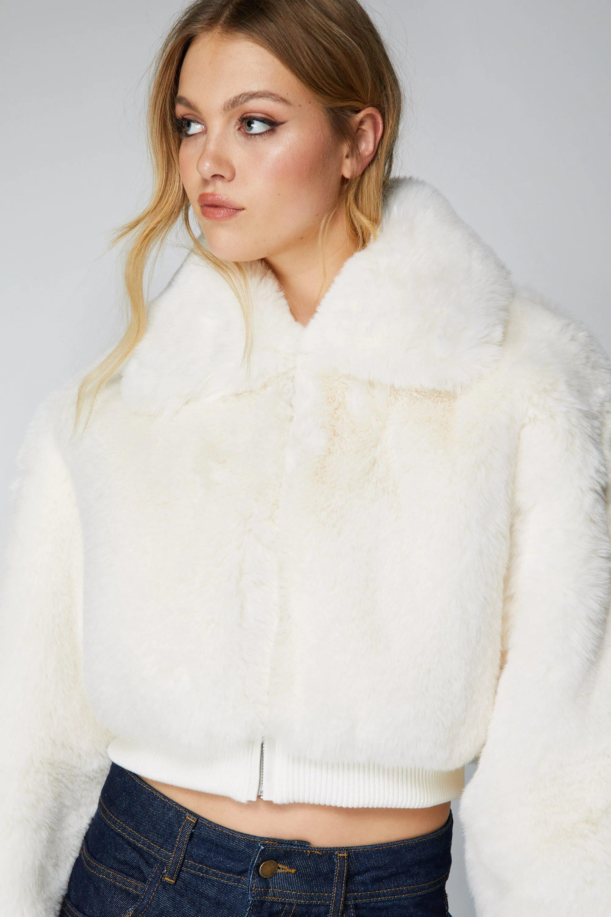 Premium Plush Fur Bomber Jacket by NastyGal